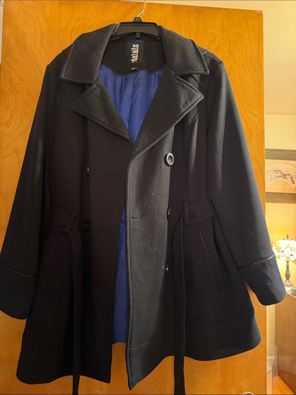 St. John's Bay Black Pea Coat with Blue Lining